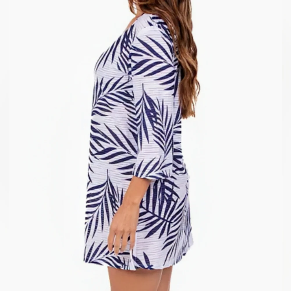 NWT, Portocruz Palm-Leaf, Swim Tunic, Cover-Up, Size XXL - Picture 5 of 13